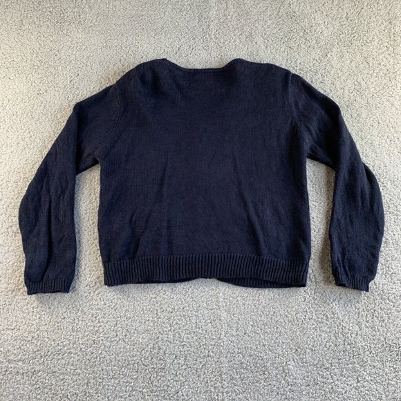 Christopher & Banks Cardigan Sweater Womens Medium Full Zip Pockets V Neck Blue - Picture 2 of 12